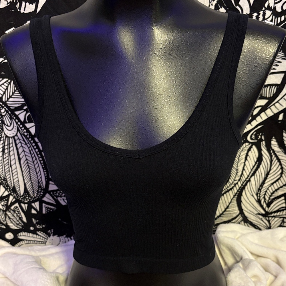 Urban Outfitters Black Ribbed Crop Top